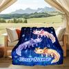 1PC Custom Name Axolotls Stars Flannel Blanket Versatile,all-season Throw Suitable for the Living Room,bedroom,camping,travel,and Gift