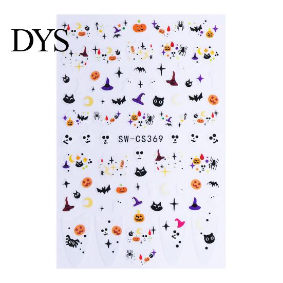 Festival Theme Manicure Stickers Halloween Nail Art Stickers, Ghost Flower Skull Spider Web Self-Adhesive Decals, DIY Supplies for Women Girls Decals