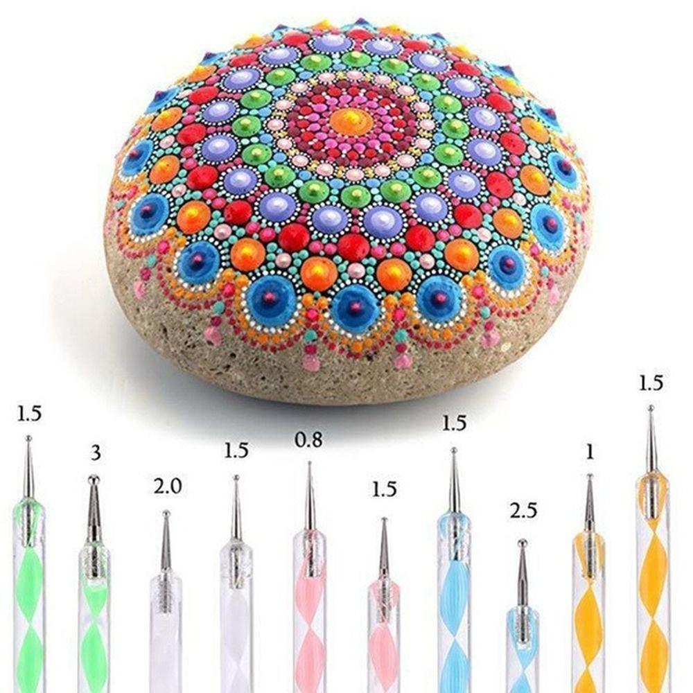 16PCS DIY Mandala Dotting Tools, for Painting Rocks, Mandala Rock Painting Kit with Mandala Stencil, Acrylic Rods, Double Sided Dotting Tools