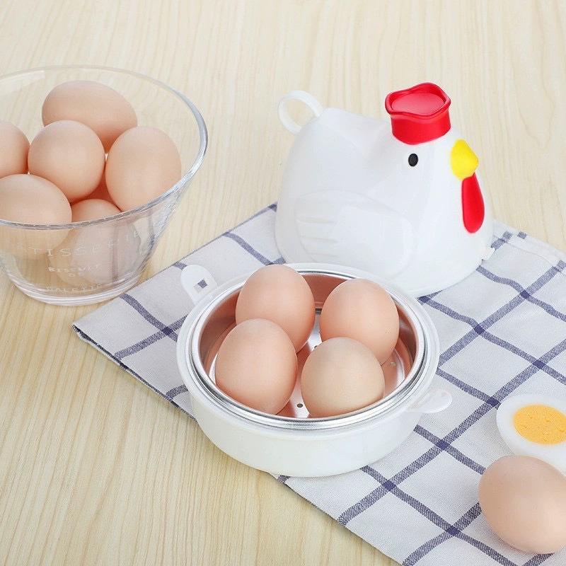 1/4 Grid Cute Chicken Shaped Microwave Steamer Mini Home Boiled Soft Boiled Egg Heating Box Kitchen Cooking Tool Accessories