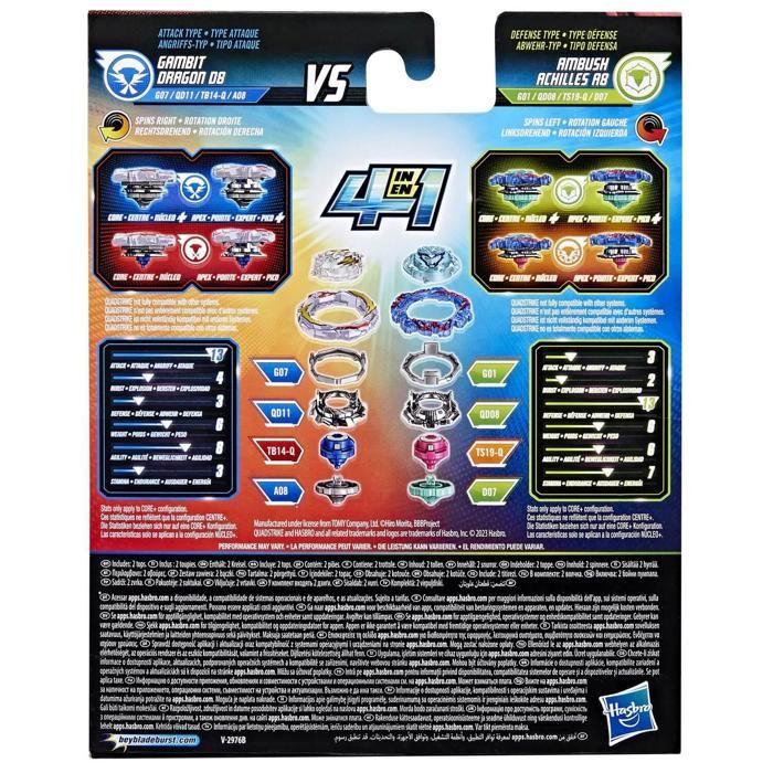 Toupie - BEYBLADE - Dual Pack Gambit Dragon et Ambush Achilles - Gris - 8 ans