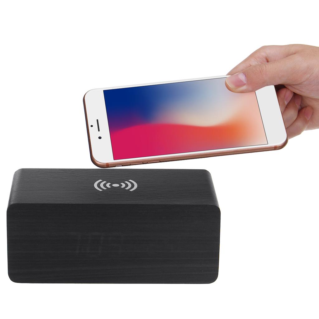 Buy 20W 4 Colors Wooden Alarm Clock with Qi Wireless Charging Pad