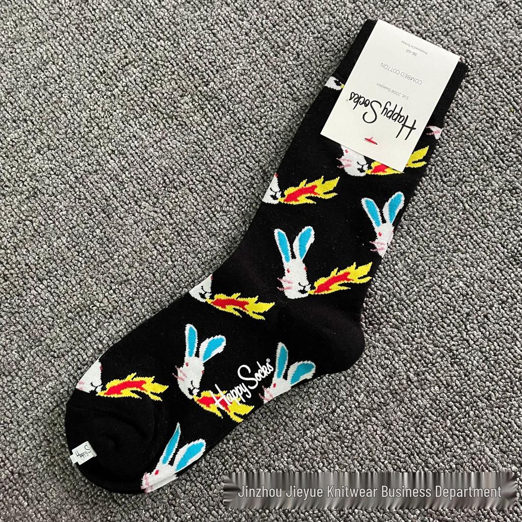 Trendy Swedish Mid-Calf Happy Socks: Women's & Couples' Leg-Shaping Spring/Autumn Style