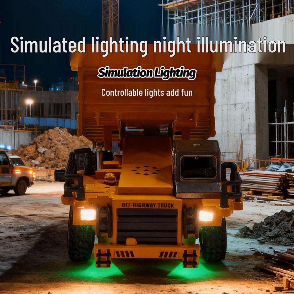Hengguan 1:64 Mini Remote Control Dump Truck with Lights - Cool Engineering Toy for Boys
