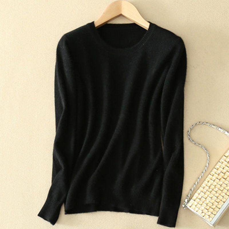 Stylish Women's Cashmere Loose Pullover Crew Neck Knit Sweater For Cozy Winter Wear