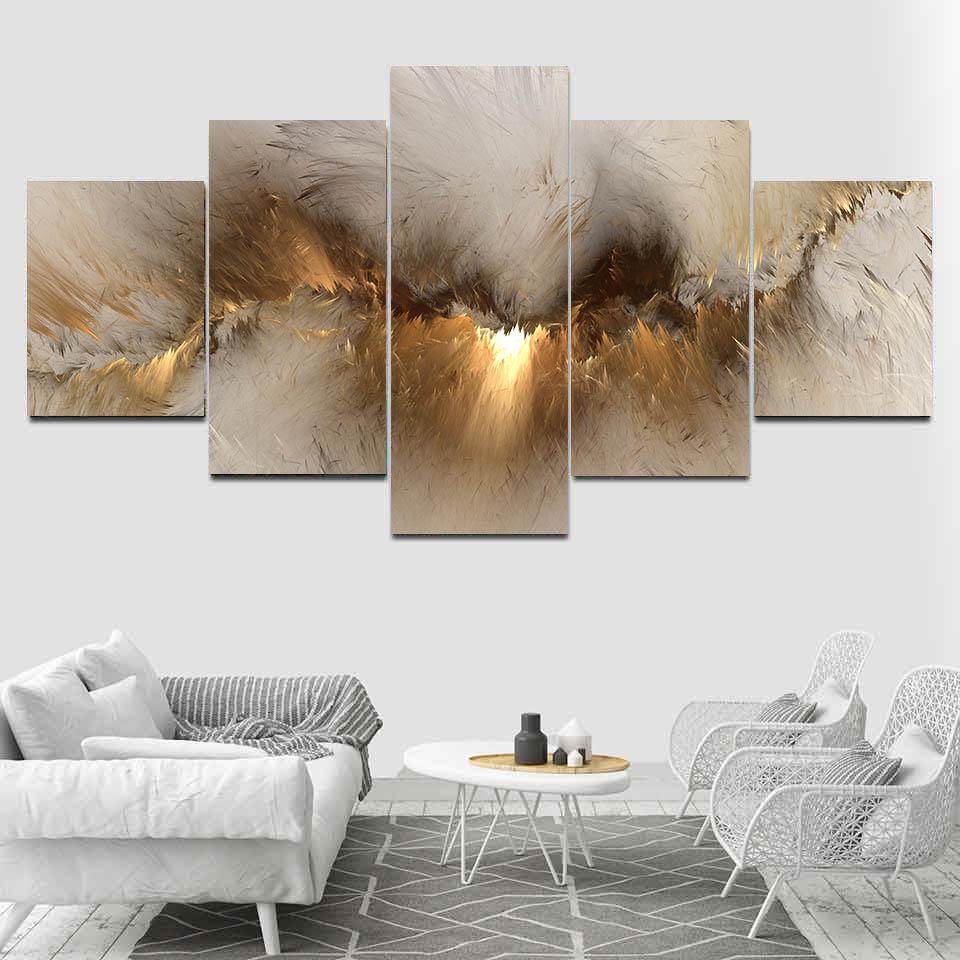 5 Panels Colorful Grey Yellow Blue Cloud Abstract Canvas Painting Posters and Prints Wall Art Pictures Room Home Decor No Frame