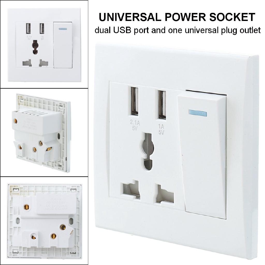 10A Outlet Adapter Port Electrical Equipment Accessories Home Dual USB Plug Power Socket Wall AC DC Charger Switch 86x86mm
