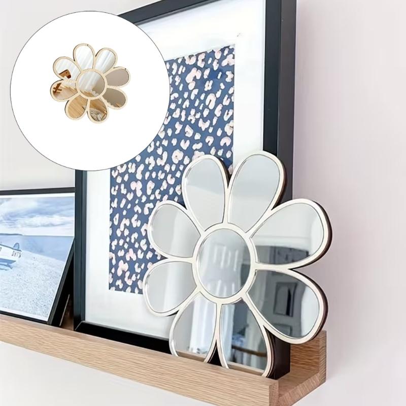 Bohemia Wall Mirror Decors Flower Decorative Mirror Rustics Farmhouse Wall Decors for Bedroom Bathroom Wall Mount Mirror