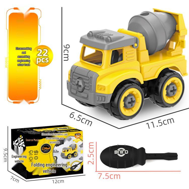 Children's DIY Engineering Mixer Toy: Detachable Excavator & Nut Assembly Set