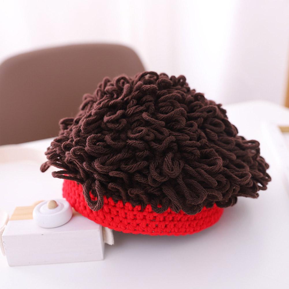 Kids Handmade Knitted Hat For Boys Girls Thickening Cute Wig Hats For Halloween Christmas