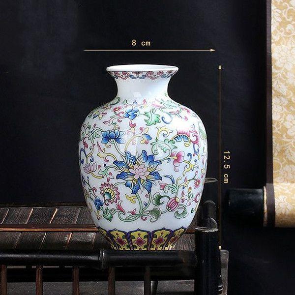 Enamel Flower Vase Decoration New Chinese Retro TV Cabinet Decoration Ceramic Minimalist Chinese Flower Arrangement Vase ZF517