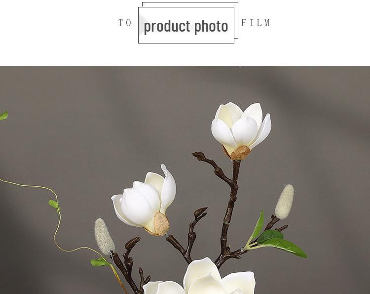 New Chinese Style Magnolia & Orchid Artificial Flower - 3 Head Arrangement for Home Decoration