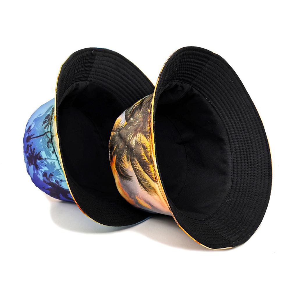 Stylish Tropical Scenery Pattern Bucket Hat Fisherman Hat for Men Women Sun Protections Breathable Floppy Hat for Travel
