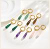 Natural Stone Drop Earrings 18k Gold Plated Stainless Steel Teardrop Amethyst Tiger Eye Rose Quartz Jewelry Nickel-Free