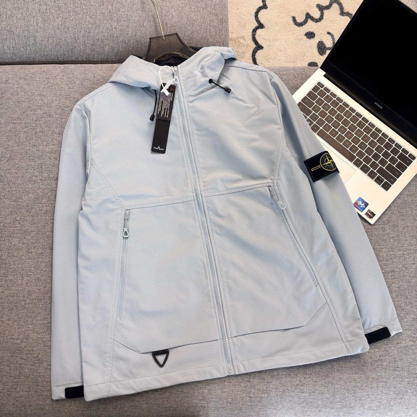 Многофункциональная мягкая куртка CrossStone Island для альпинизма с несколькими молниями - Ветрозащитная и водонепроницаемая L