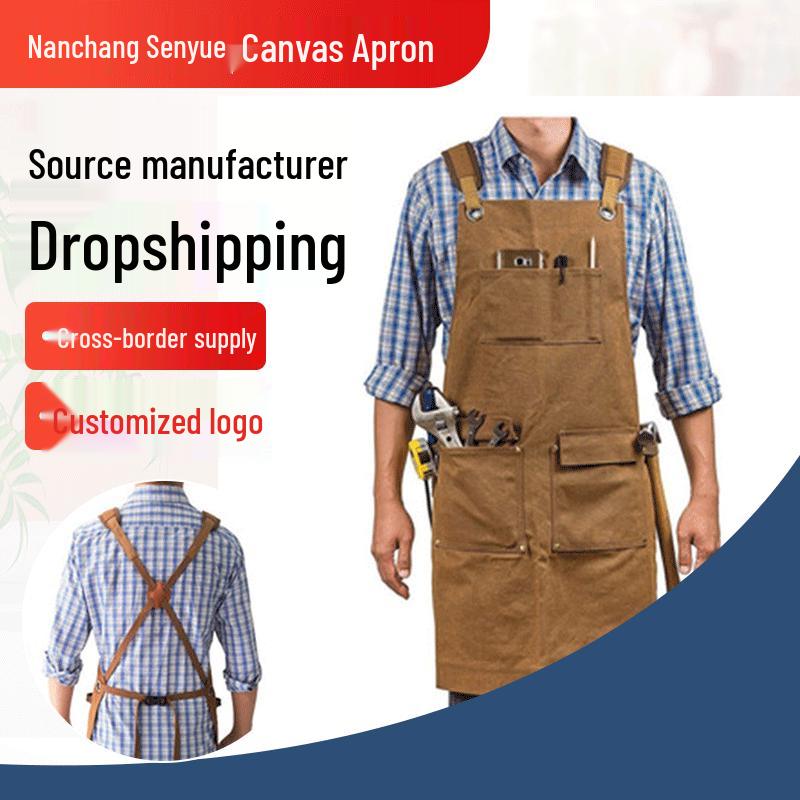 Customizable European & American Style Thick Canvas Apron for Woodworking, Electrician, and Gardening with Personalized Logo
