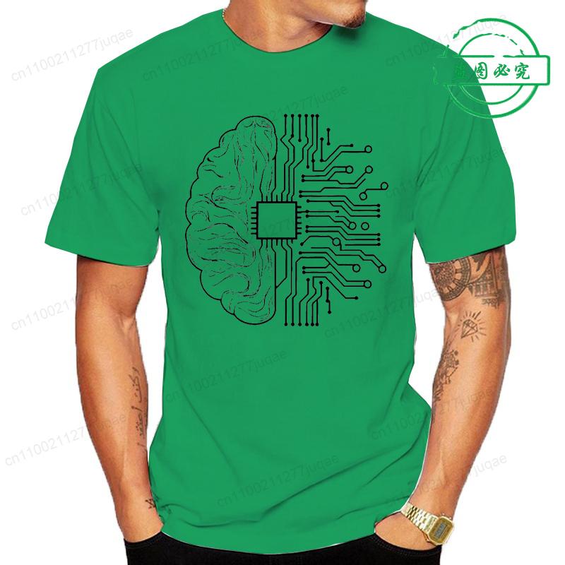 New Trend Men's Brain Technology Tee T-shirts Casual and Breathable Men's Clothing Cpu Computer T-Shirts Short Sleeve Tops Tees