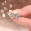 Natural blue water jadeite sterling silver s925 flower stud earrings high-end simple fashion versatile daily jewelry gifts