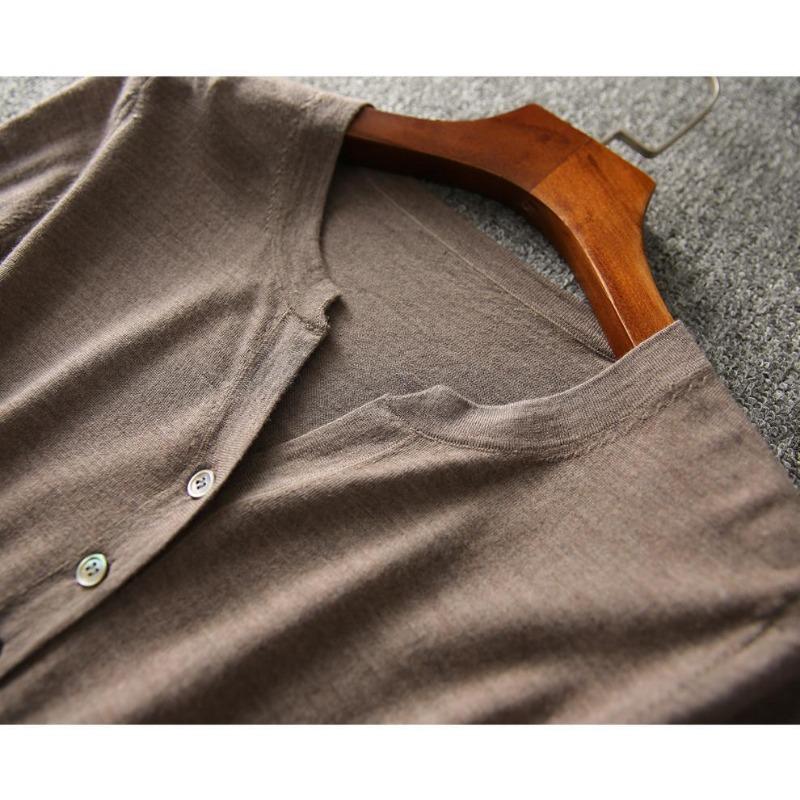 Summer Women's Five Quarter Sleeve V-neck Knitted Top for Women Blouses & Shirts