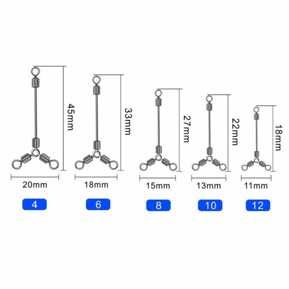 30PCS Y Shape Fishing Swivels Copper 3 Way Rolling Swivels Triple Swivel Connector  for Anglers Use