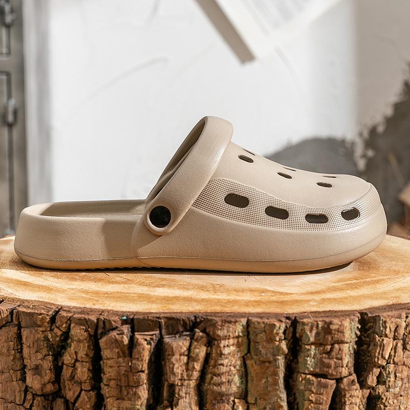 Adults Casual Solid EVA Sandals Summer Air Hole Deodorant Outdoor Shoes Big Platform Soled Beach For Women Men Couple Lovers