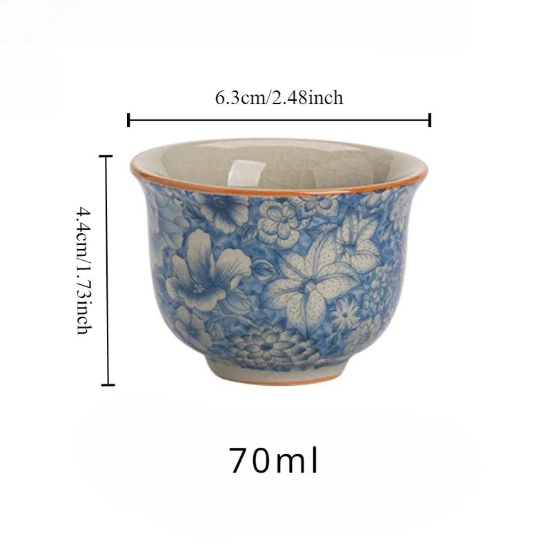 Ceramic Teacups Zen Ceramic Teacup Set Vintage Lapis Lazuli Master Cup Ru Kiln Ice Crackle Tea Set Tea Ceremony Accessories