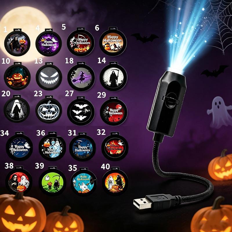 USB Operated Portable Projector Light Christmas Halloween Patterns for Bedroom Home Holiday Decoration