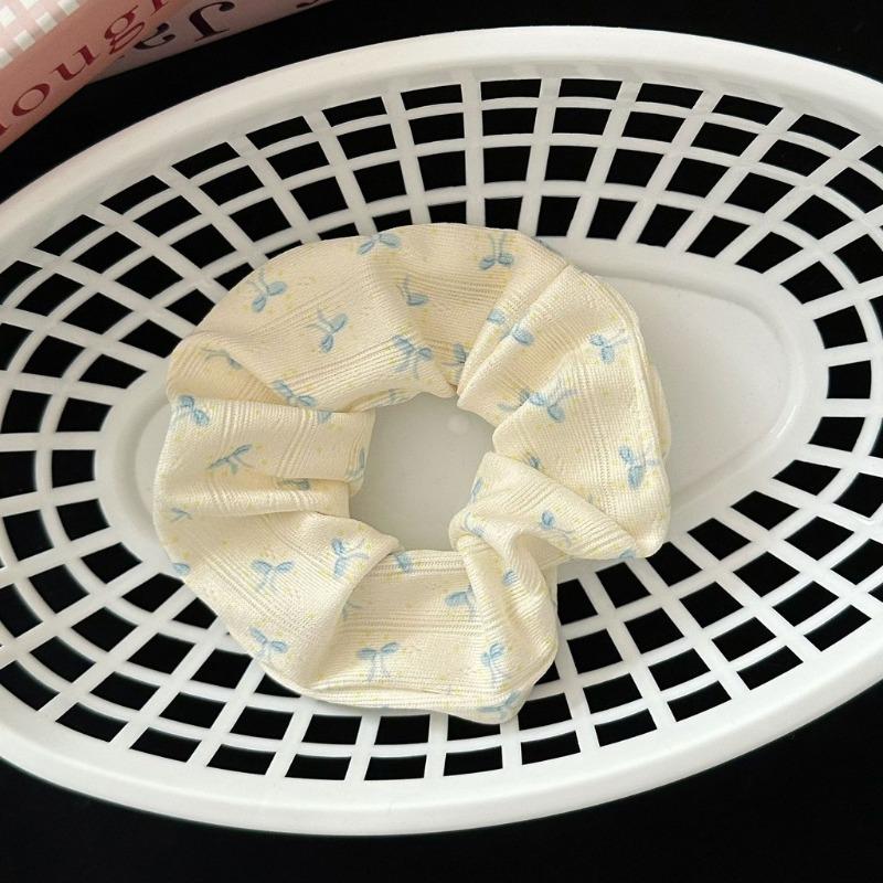 Retro American Bear Hair Ring Women Floral Bow High Elastic Scrunchie Simple Hair Accessories