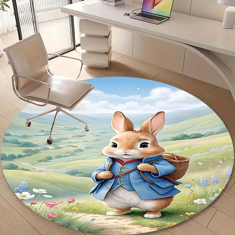 1pc Peter Rabbit2 Design Printed Area Round Carpet for Bedroom Living Room Home Decor Rugs Mat Non Slip Mat Rug for Bedside