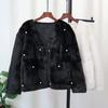 Heavy Industry Beaded Fur Integrated Jacket Autumn and Winter New Design Temperament Loose Cardigan Women