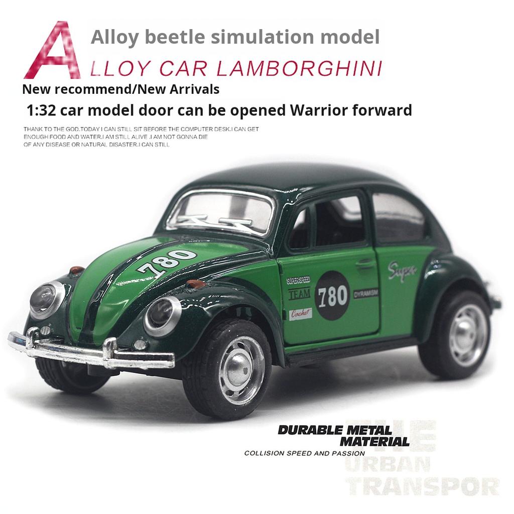 1: 32 Alloy Car Model Beetle Painted Racing Car Classical Car Model Rebound Door Opening Car Model For Children's Gifts