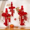 Cotton Chinese Knot Pendant Good Luck Decorative Wall Door Hanging Ornaments Red with Bell Spring Festival Pendant Living Room
