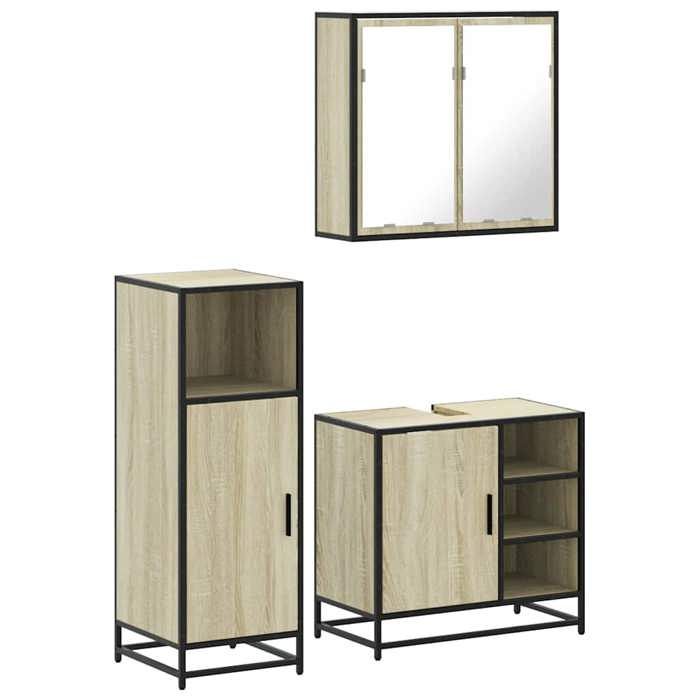 VidaXL Ensemble De Meubles De Salle De Bain 3 Pcs Chêne Sonoma, Armoire De Salle De Bain, Placard De Salle De Bain, Meuble 3300966