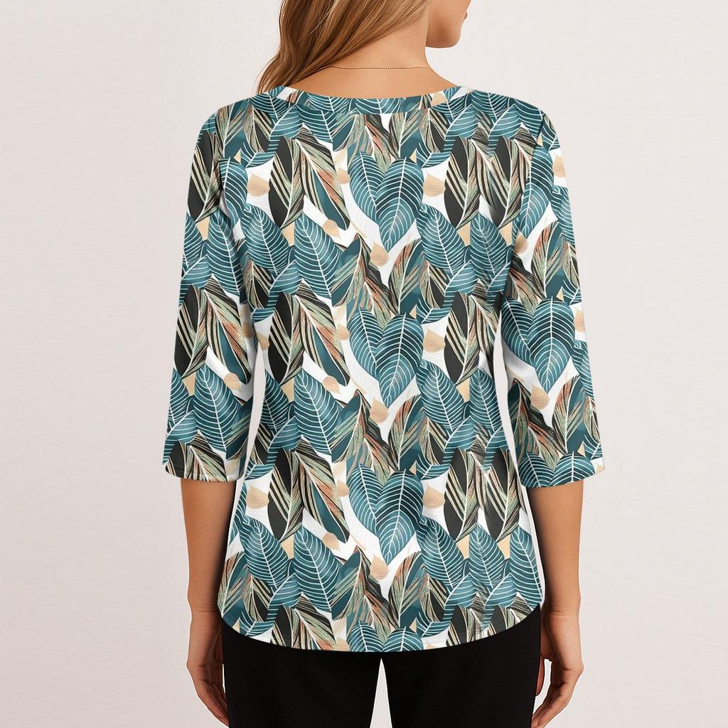 Kadınlar İçin Şık 3/4 Uzun Kollu Gömlekler İş Günlük Kıyafet Üstleri