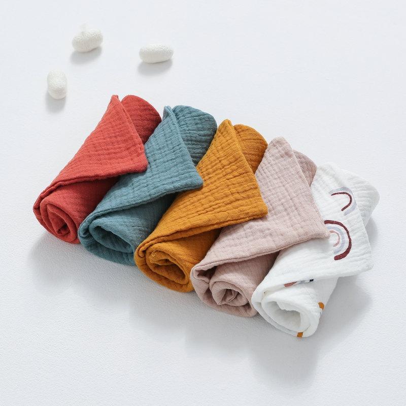 5 Pcs Baby Cotton Square Towels Infant Wash Hand Face Wipes Washcloth Facecloth Handkerchief Muslin Cloth Feeding Bib
