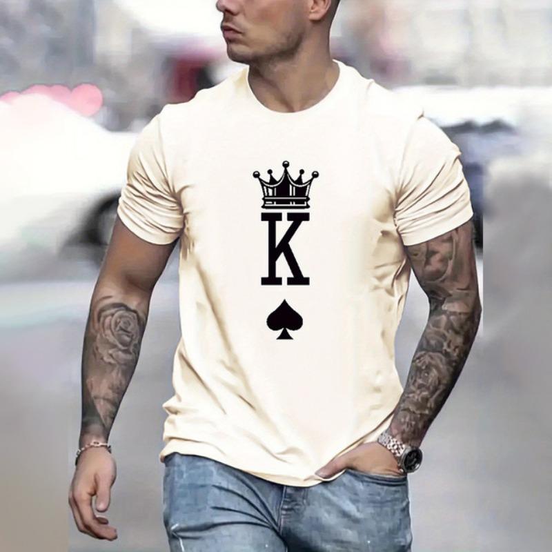 

2024 Модная футболка с графическим принтом Crown K, свободная мужская одежда с коротким рукавом, повседневные мужские футболки, топ, новая мужская одежда 5XL