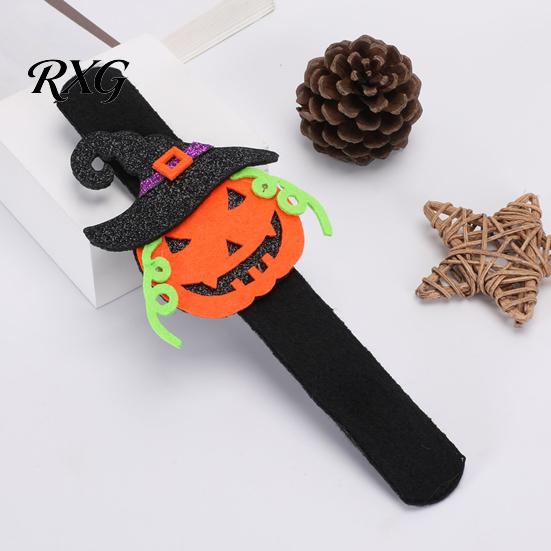 Cat Snap Bracelets Halloween Glitter Felt Slap Bracelet, Cartoon Pumpkin Skull Spider Party Favors Band, for Kids Adults Bands