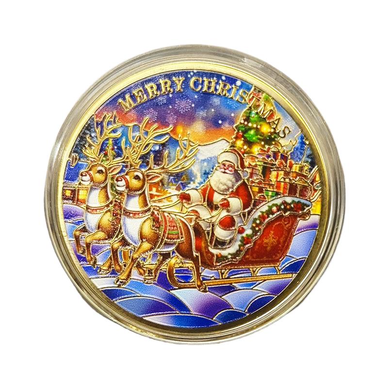 Christmas Eve Commemorative Coin, Santa Claus Commemorative Coin, Color Printed Commemorative Medal, Holiday Christmas Gift