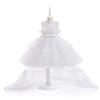 Girls' Princess Layered Puffy Train Gown for Piano Performances & Runway