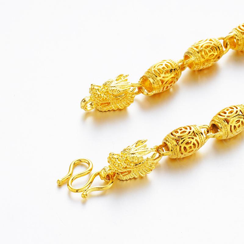 Vietnamese Gold Sand Hollow Dragon Head Domineering Men's Necklace Gold Euro Coin Gold Jewelry