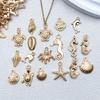 100pcs Goldenen Marine Life Charms Alloy Starfish, Shell,Octopus,Fishtail Pendants for DIY Bracelet Necklace  Making Accessories