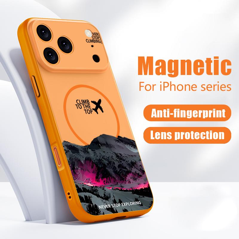 Custodia con Motivo Paesaggio Montagna Innevata Per iPhone 17 Pro Max Magnetica Per Magsafe Cover Ibrida Sottile Opaca Per iPhone 16 15 14 13 Pro Max
