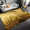 Goldener Blumiger Luxus Teppich Strapazierfähige Fußmatte für Wohnzimmer Sofatisch Opulenter Kunststil Heimdekor Teppich