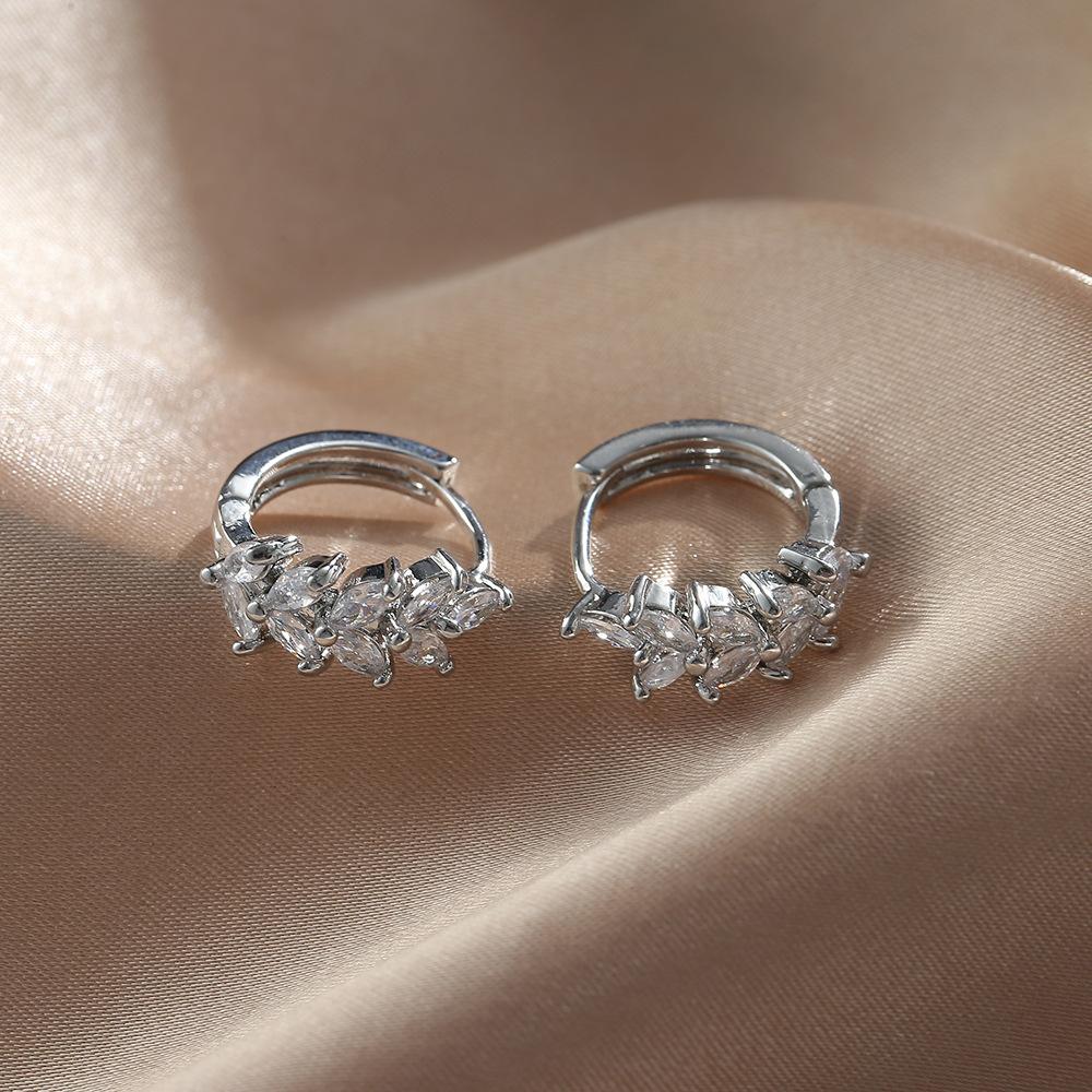 Simple Metal Earrings For Women, French Personalized Accessories, Versatile Earrings, Zircon Earrings, Ear Buckles.