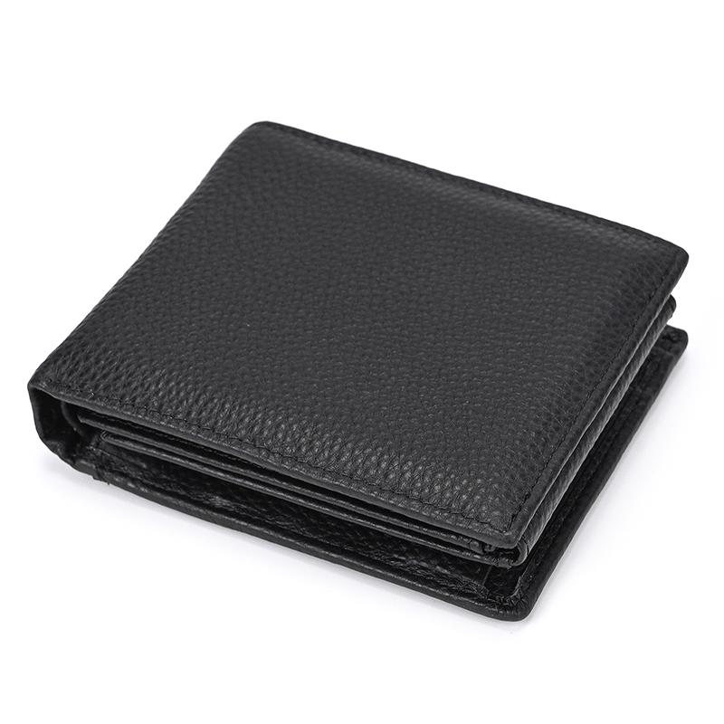 Black Men's Wallet Leather Real Cowhide Business Short Purse For Men Male Leather Purses Classic Leather Card Holder Coin Purse