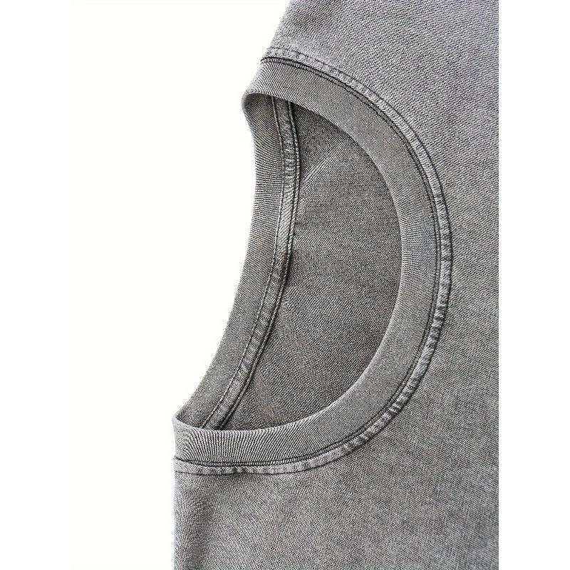European Size Vintage Creative Pattern Washed "Trust in The Lord" Double-Sided Printed Heavyweight Pure Washed Drop Shoulder Men'S Vintage Street Top