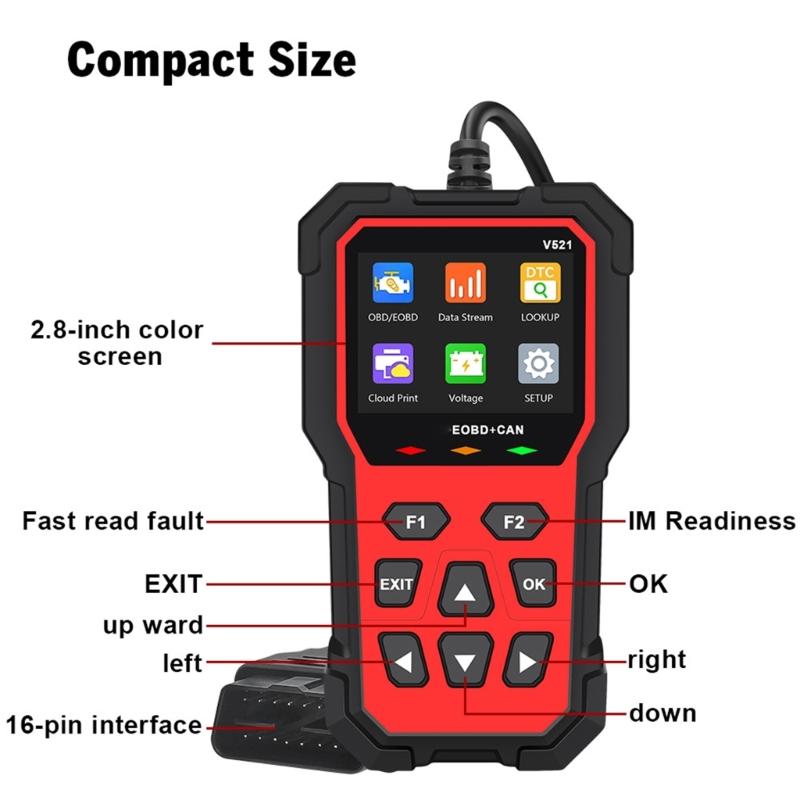 Multifunctional V521 OBD Car Diagnostic Scanner Tester Tool Suitable for Engine Fault Code Reading Quick Error Detection