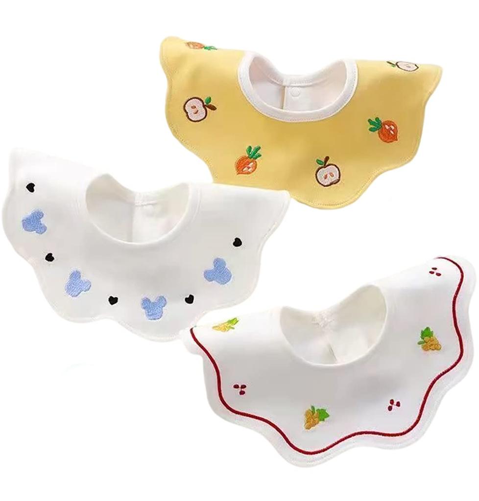 BXRJIE Baby Boy Baby Shower Mealtime Apron Bibs, 3-Piece Set, 100% Cotton, Gift, 360-Degree Rotating, Bib, (B 3-Piece Set)