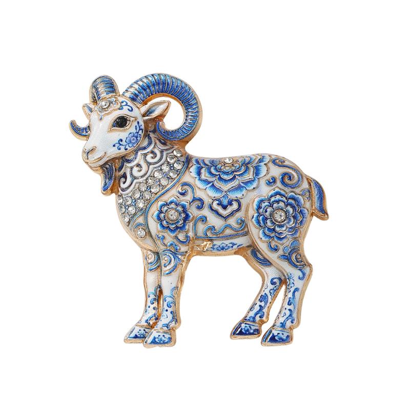 Lovely Goat Brooch Pins For Women Unisex 6 Color Rhinestone Sheep Year New Year Gifts