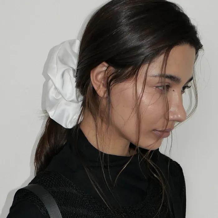 Basic Satin Scrunchie_Large_White